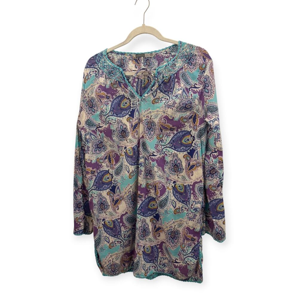 Athleta Swim Cover Up Paisley Print Light Airy Cotton Blend XL Resort Cruise